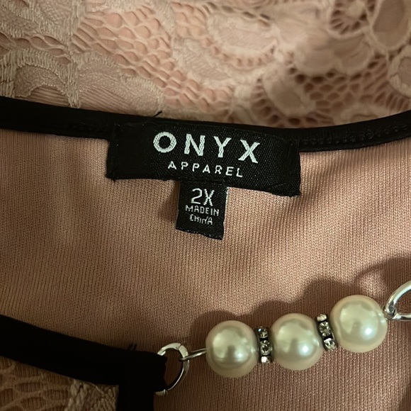 Pink Lace Blouse, Onyx Apparel, Extra Large - Picture 6 of 6